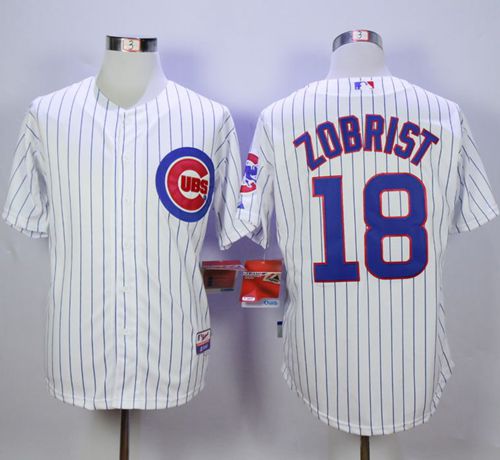 Cubs #18 Ben Zobrist White Cool Base Stitched MLB Jersey - Click Image to Close